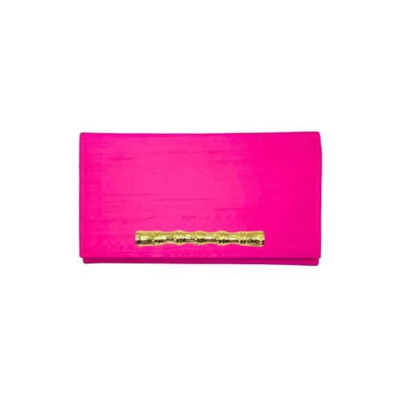 NEW GARLAND BAGS women\'s dupioni silk cindy clutch bag in hot pink